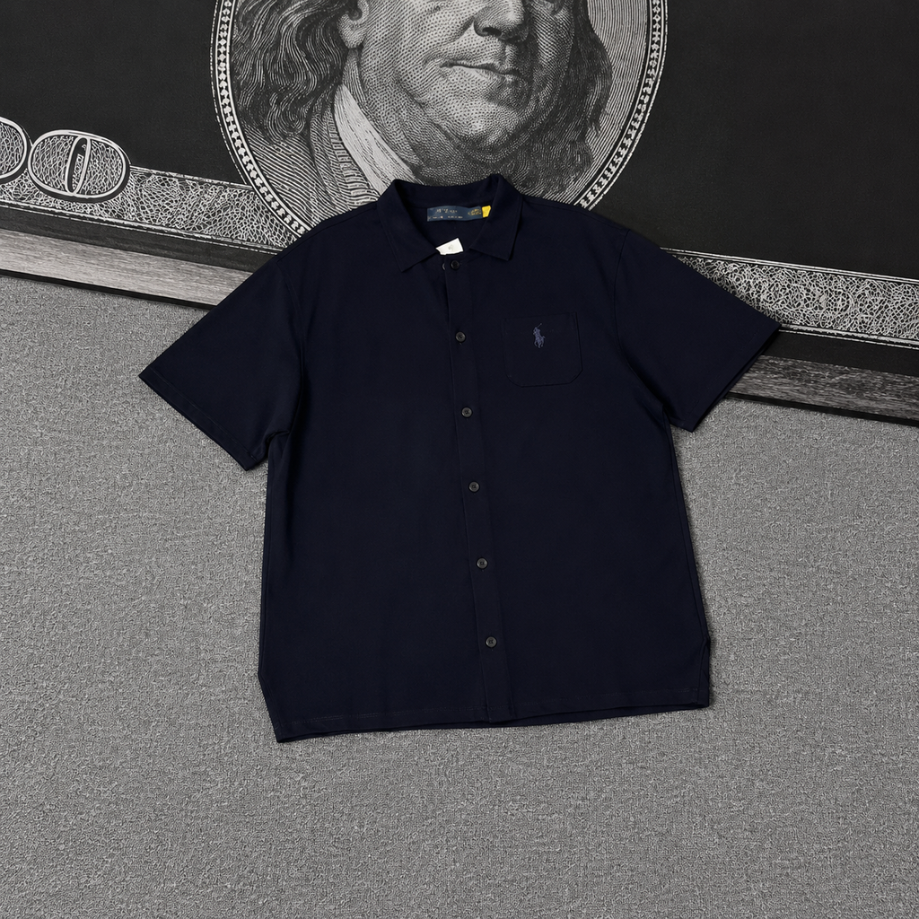 Ralph Lauren T-shirt Convertible Collar Button-Front Knit Tee