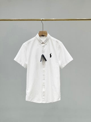 Ralph Lauren Shirt Solid 100% Cotton Short Sleeve Button-Up