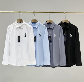 Ralph Lauren Shirt Satin Stretch Long Sleeve Business Casual Shirt