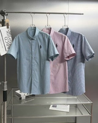 Ralph Lauren Shirt Micro Check Cotton Short Sleeve Casual Shirt
