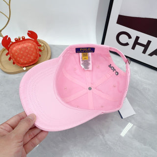 Ralph Lauren Hat Soft Pink Navy Pony Curved-Brim Baseball Cap