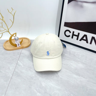 Ralph Lauren Hat Ivory Light Blue Pony Low-Profile Baseball Cap