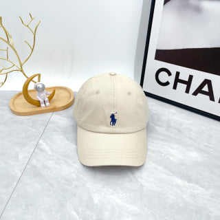 Ralph Lauren Hat Cream White Navy Pony Curved-Brim Baseball Cap