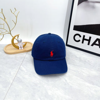 Ralph Lauren Hat Cobalt Blue Red Pony Curved-Brim Baseball Cap