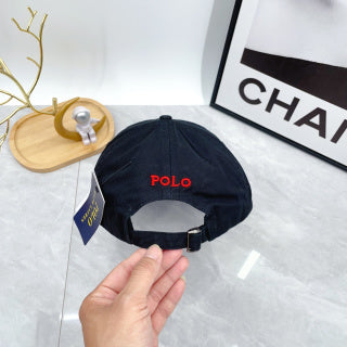 Ralph Lauren Hat Dark Navy Red Pony Rounded-Crown Baseball Cap