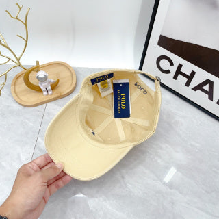 Ralph Lauren Hat Pale Sand Navy Pony Curved Brim Cap