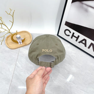 Ralph Lauren Hat Dusty Olive Cream Pony Low-Crown Baseball Cap