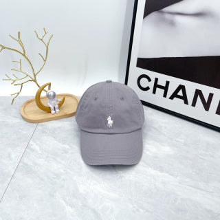 Ralph Lauren Hat Dove Gray White Pony Curved-Brim Baseball Cap