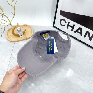 Ralph Lauren Hat Dove Gray White Pony Curved-Brim Baseball Cap