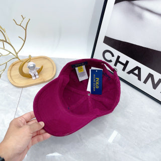 Ralph Lauren Hat Fuchsia Blue Pony Curved-Brim Baseball Cap