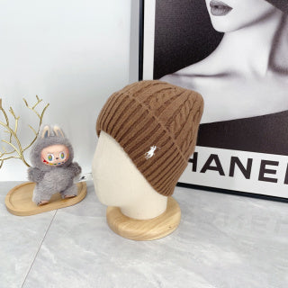 Ralph Lauren Hat Mocha Brown White Pony Cable Rib Beanie