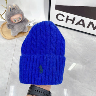 Ralph Lauren Hat Electric Blue Dark Pony Cable Rib Beanie