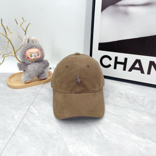 Ralph Lauren Hat Taupe Brown Contrast Pony Curved Brim Baseball Cap