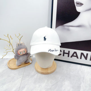 Ralph Lauren Hat White Black Pony Signature Brim Baseball Cap