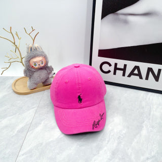 Ralph Lauren Hat Hot Pink Black Pony Script Brim Cap