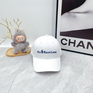 Ralph Lauren Hat White Blue Wordmark Embroidered Baseball Cap