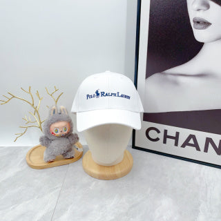 Ralph Lauren Hat White Blue Wordmark Embroidered Baseball Cap