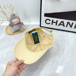Ralph Lauren Hat Pale Butter Baseball Cap with Front Polo Bear Embroidery