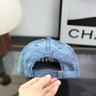 Ralph Lauren Hat Faded Denim Blue Baseball Cap with White Pony Embroidery