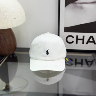 Ralph Lauren Hat White Paneled Baseball Cap with Navy Pony Logo