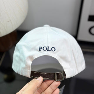 Ralph Lauren Hat White Paneled Baseball Cap with Navy Pony Logo