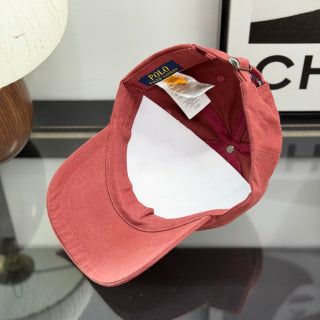Ralph Lauren Hat Dusty Coral Baseball Cap with Navy Pony Embroidery