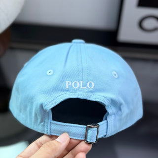 Ralph Lauren Hat Baby Blue Baseball Cap with White Pony Embroidery