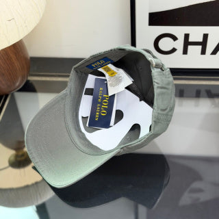 Ralph Lauren Hat Charcoal Olive Baseball Cap with White Pony Embroidery