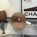 Ralph Lauren Hat Medium Brown Baseball Cap with White Pony Embroidery