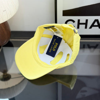 Ralph Lauren Hat Pale Yellow Baseball Cap with Aqua Pony Embroidery
