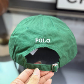 Ralph Lauren Hat Forest Green Baseball Cap with White Pony Embroidery