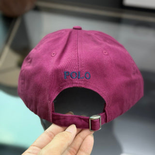 Ralph Lauren Hat Wine Berry Baseball Cap with Navy Pony Embroidery