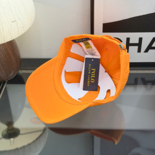Ralph Lauren Hat Orange Baseball Cap with Lime Green Pony Embroidery