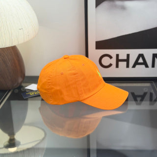 Ralph Lauren Hat Orange Baseball Cap with Lime Green Pony Embroidery