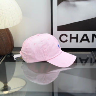 Ralph Lauren Hat Pastel Pink Baseball Cap with Cobalt Blue Pony Embroidery