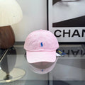 Ralph Lauren Hat Pastel Pink Baseball Cap with Cobalt Blue Pony Embroidery