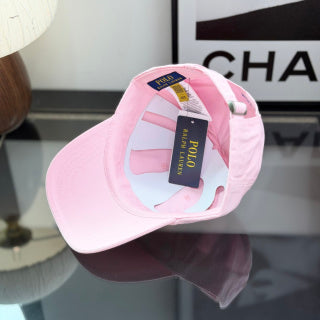 Ralph Lauren Hat Pastel Pink Baseball Cap with Cobalt Blue Pony Embroidery
