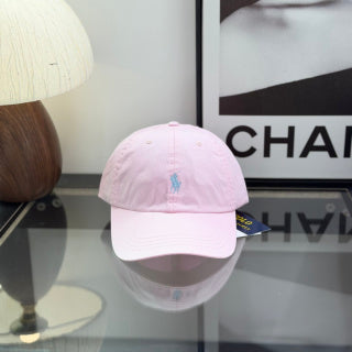 Ralph Lauren Hat Blush Pink Baseball Cap with Sky Blue Pony Embroidery
