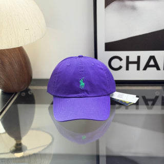 Ralph Lauren Hat Bright Purple Baseball Cap with Turquoise Pony Embroidery