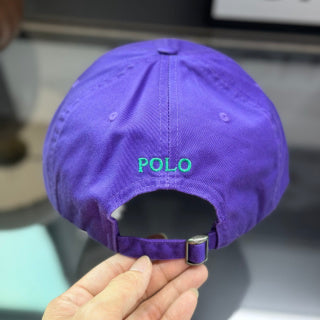 Ralph Lauren Hat Bright Purple Baseball Cap with Turquoise Pony Embroidery