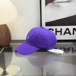 Ralph Lauren Hat Bright Purple Baseball Cap with Turquoise Pony Embroidery