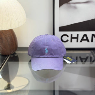 Ralph Lauren Hat Lavender Baseball Cap with Light Blue Pony Embroidery