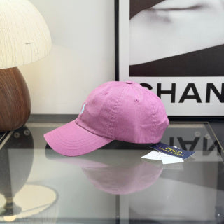 Ralph Lauren Hat Rose Pink Baseball Cap with Light Blue Pony Embroidery