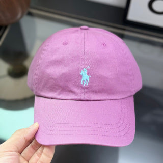Ralph Lauren Hat Rose Pink Baseball Cap with Light Blue Pony Embroidery