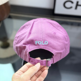 Ralph Lauren Hat Rose Pink Baseball Cap with Light Blue Pony Embroidery