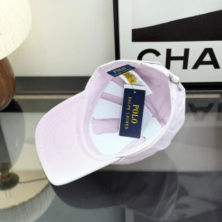 Ralph Lauren Hat Pale Pink Baseball Cap with Blue Pony Embroidery