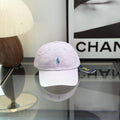 Ralph Lauren Hat Pale Pink Baseball Cap with Blue Pony Embroidery