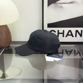 Ralph Lauren Hat Black Baseball Cap with White Pony Embroidery