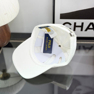Ralph Lauren Hat Cream Baseball Cap with Navy Pony Embroidery