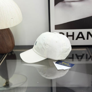 Ralph Lauren Hat Cream Baseball Cap with Navy Pony Embroidery